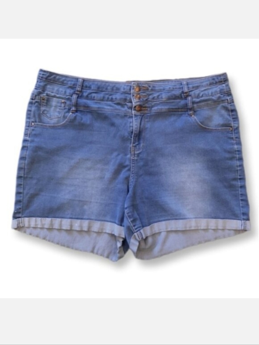 Makers Of True Originals High Waist Denim Shorts Cuffed Premium Stretch Denim